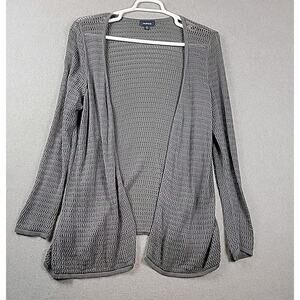 ModCloth 100% Cotton Gray Knit LS Open Front Cardigan Women's Plus 2X